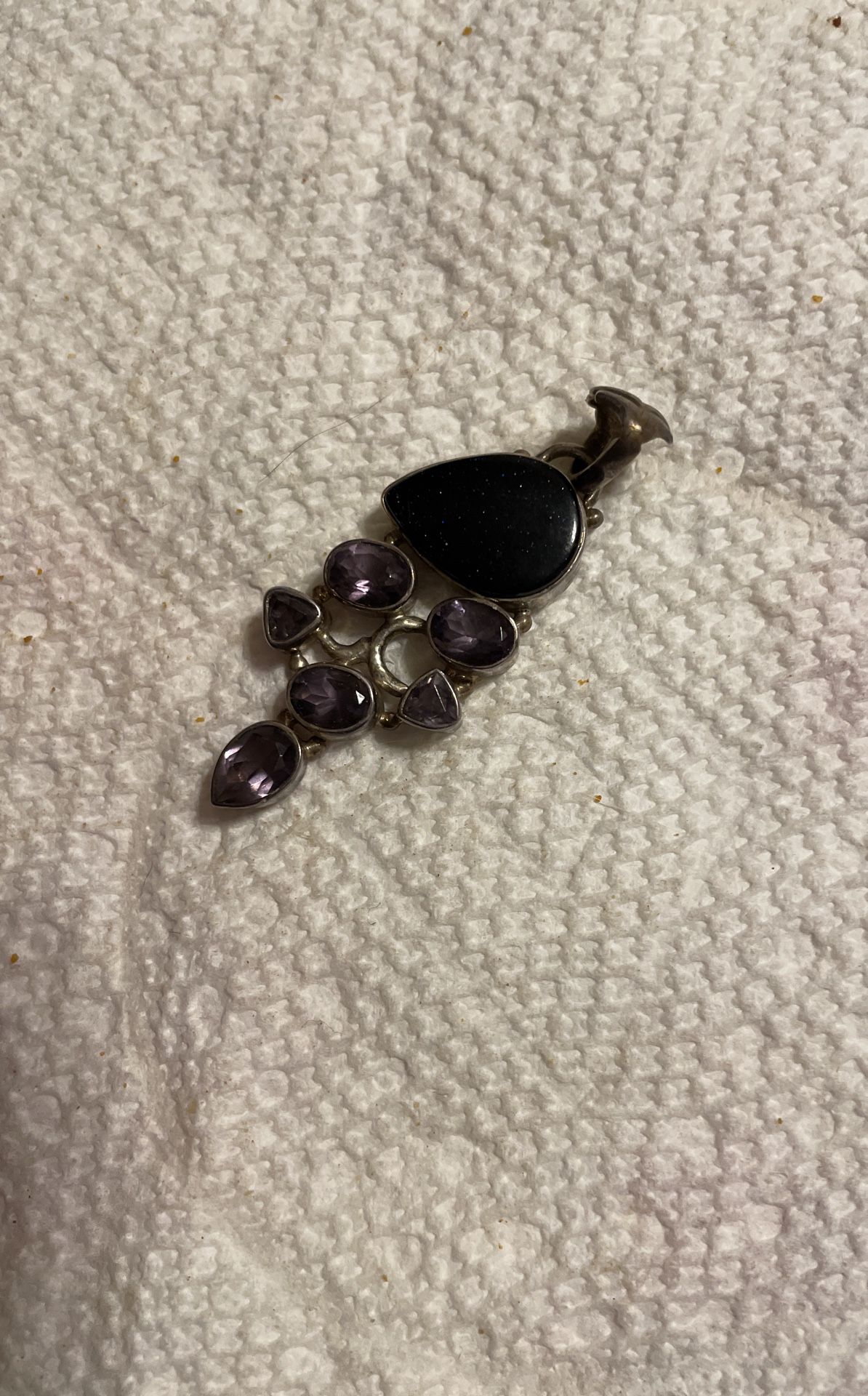 Amethyst Stones Sterling Silver Brooch