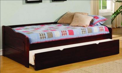 Brand New Cherry Low Profile Twin Size Daybed w Trundle Bed