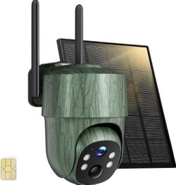 2 Pack 4G cellular solar-powered security trail camera with a larger capacity battery  360° panoramic view, HD color night vision, motion detection ac