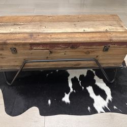 Rustic Wood Trunk W/Metal Accents