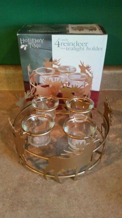 Christmas Reindeer Iron Tealight Candle Holder