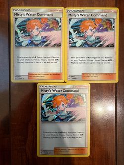 Pokemon Misty’s Water Command Hidden Fates Trainer Holo Lot of 3! NM 💦