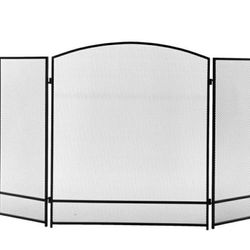 GoDecor 3-Panel Freestanding Arch Fireplace Screen Cover Spark Guard Protector Gate Folding Panel, Black

