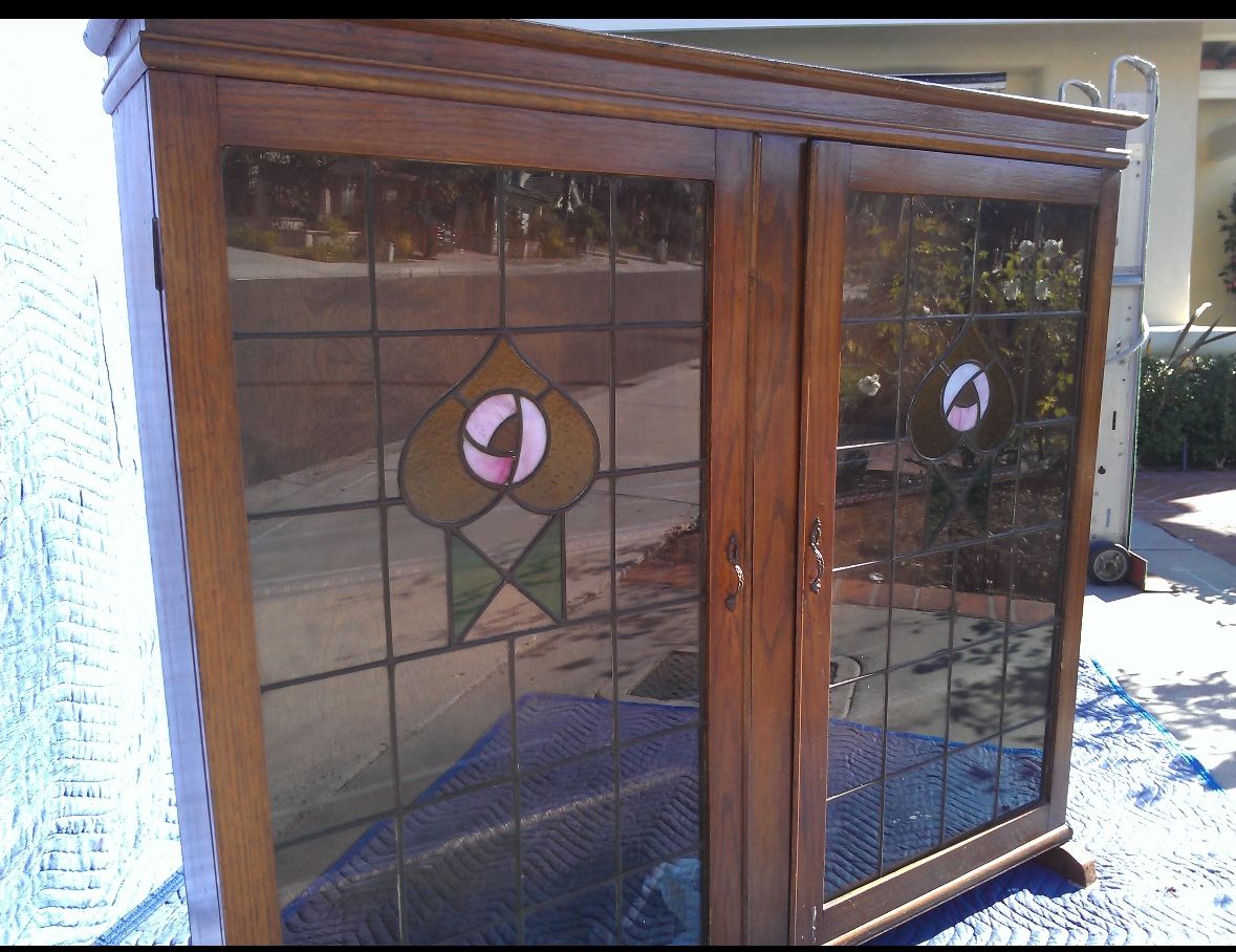 Antique Stained Glass Cabinet