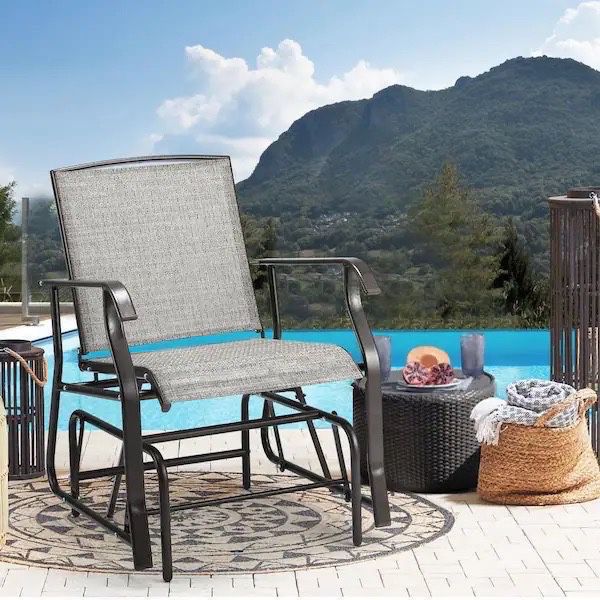 New Single Metal Outdoor Rocking Chair, Porch Swing Glider Chair