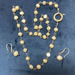 Fresh Water Pearls Necklace and Earrings 925 Silver