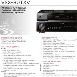 Pioneer Elite  Bi-amp Capable 110 Wpc Receiver VSX 90-txv 