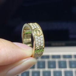 Gold Full CZ Love Band Ring Size 6-11