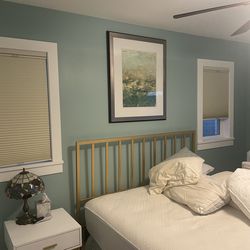 Gold Queen Bed Franr and Box Spring .