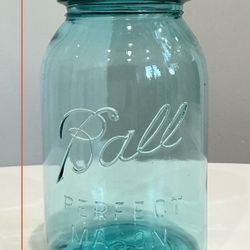 Vintage Light Blue Glass Ball Perfect Mason Jar with Tin Lid (from between 1(contact info removed))