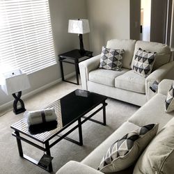 Sofa Couch Set And Coffee Table Set With Lamps