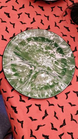 Green and White Marbled Decorative Plate