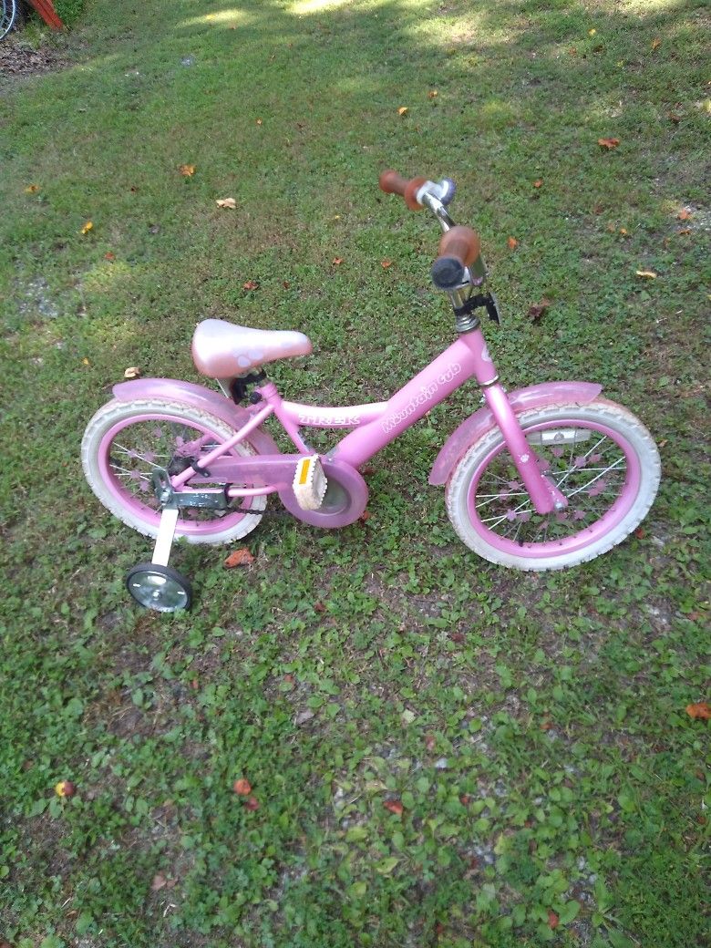 GIRLS. TREK 16 INCH BIKE WITH TRAINING WHEELS. BIKE COST 200 NEW ITS A BARGAN AT 50 BUCKS
