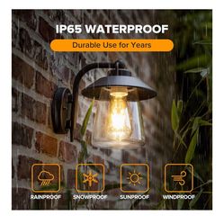 LUTEC Outdoor Indoor Wall Lantern, Farmhouse Barn Wall Sconce Lighting Fixture,Matte Black Finish Anti-Rust Wall Mount Light, Waterproof Wall lamp wit