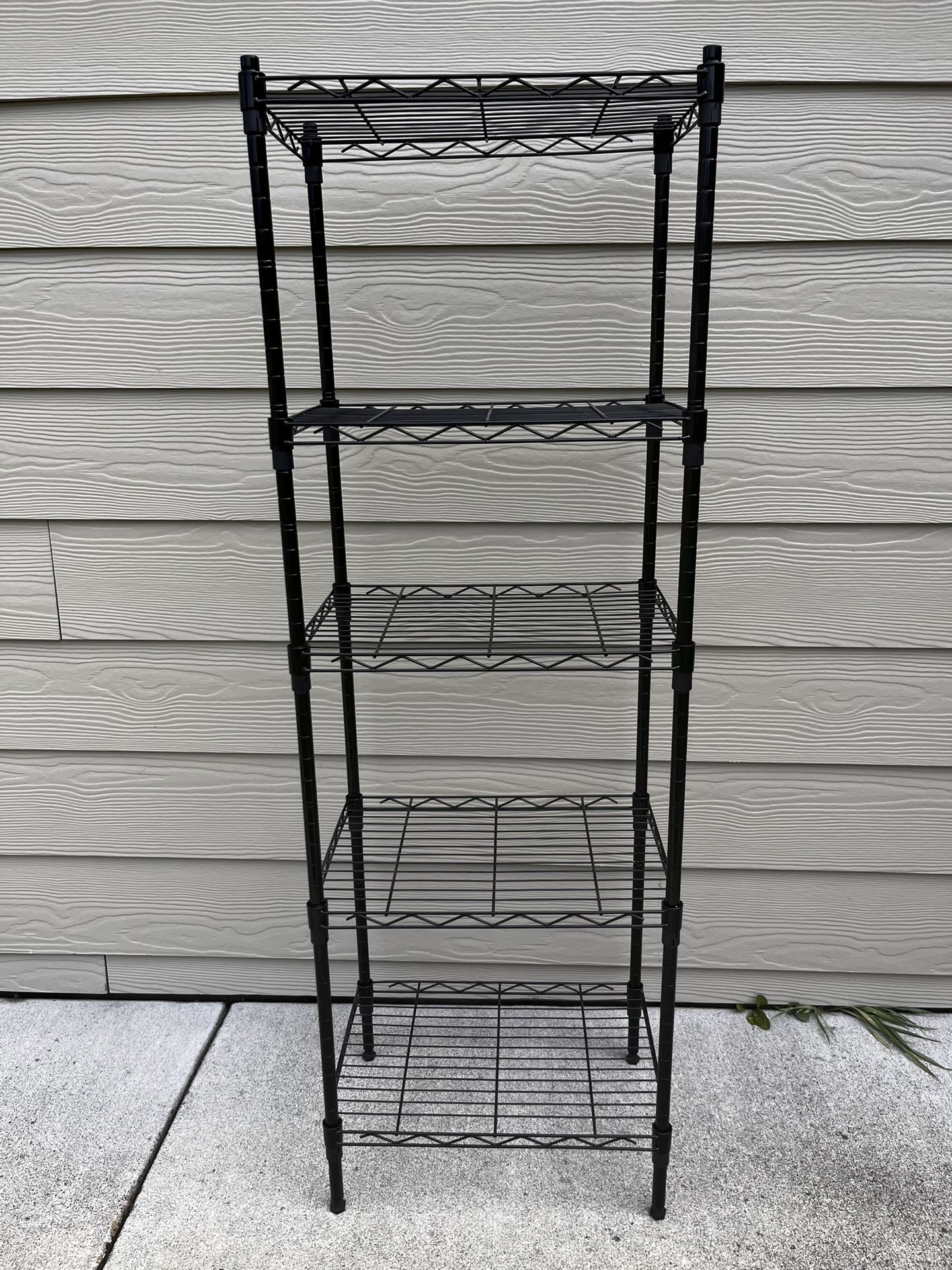 Black 5 Tier Standing Metal Units Wire Shelf 50H x 16.5W x 11.5D