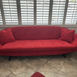 Mid century, modern, 9 foot red couch