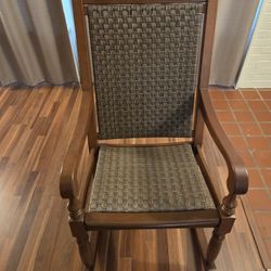 Traditional Wood & Woven Wicker Rocking Chair