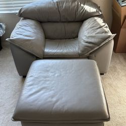 Genuine Leather Sofa w/ Ottoman 