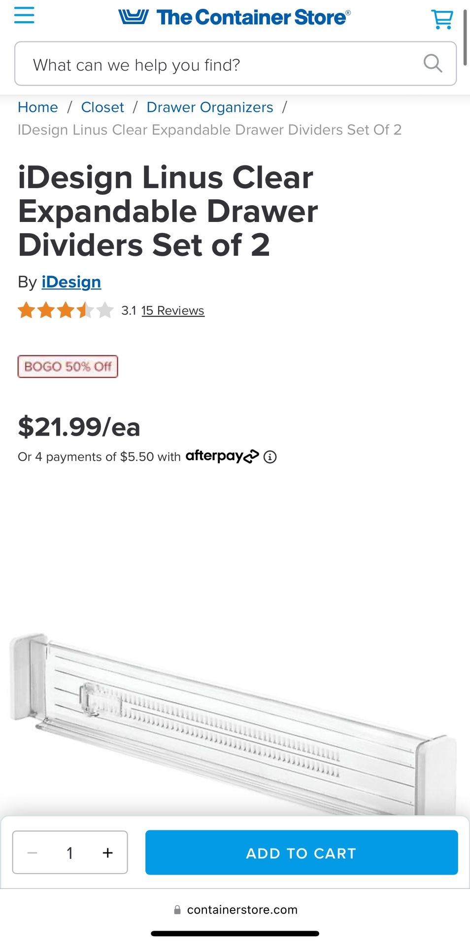 4 Boxes of iDesign Linus Clear Expandable Drawer Dividers