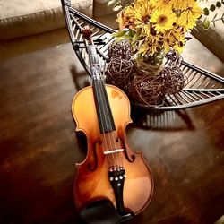 CECILIO 4/4  FULL SIZE VIOLIN  PEARL COLOR HAND-CARVED SOLID MAPLE AND SPRUCE WITH EBONY FITTINGS + CASE