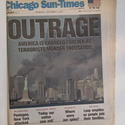 9/11 Newspaper Sept.12,2001 OUTRAGE