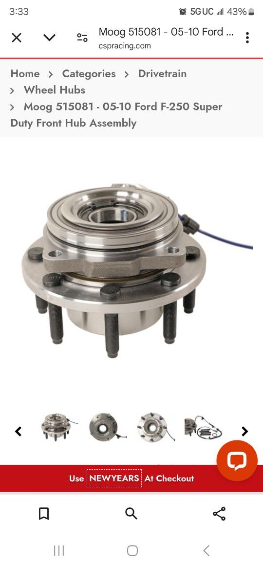 MOOG Wheel Hub 2005 - 2010 FORD F250 F350