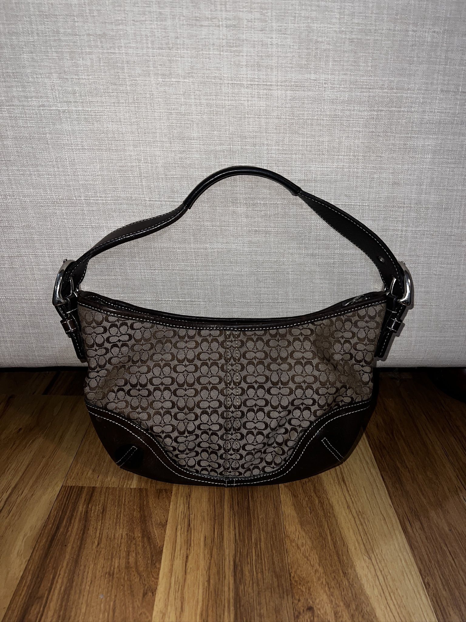 Coach Brown Signature Jacquard Shoulder Bag