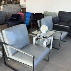 🔥Special Discount (Set of 2)🔥Mid Century Modern Accent Chair with Removable Cushions, Comfy PU Leather Living Room Chairs with Thicker Backrest and 