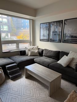 Grey Sectional with Ottoman