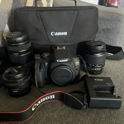 Canon Rebel T7 DSLR Camera Bundle – 3 Lenses + Bag – Excellent Condition
