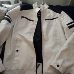 Faux White Leather Casual Jacket