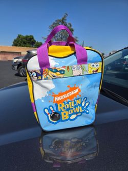 Bowling ball Puss n boots (undrilled) and vintage nickelodeon bowling bag