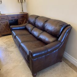 Brown Leather Sofa 36"x36"x80" (HxWxL)