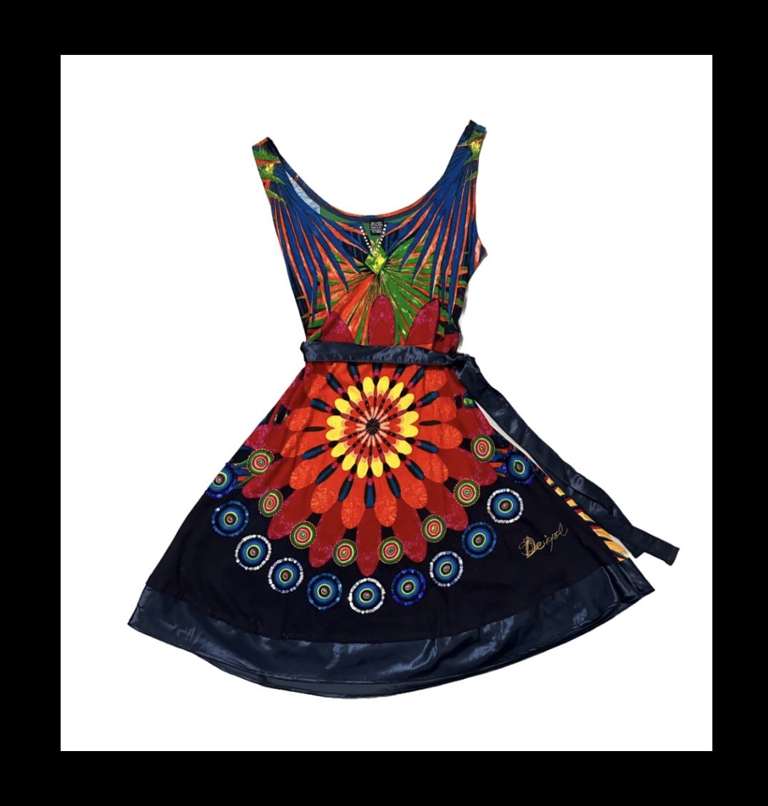 Desigual Dress NWOT Swing Dress Gorgeous Bright Colorful India Size M Women’s