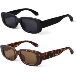 BUTABY Rectangle Sunglasses for Women Retro Driving Glasses 90’s Vintage Fashion Narrow Square Frame UV400 Protection