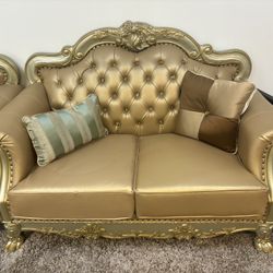 Gold Color Loveseat 