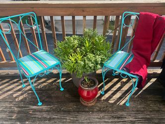Turquoise Wrought Iron Patio Chairs Set of 2