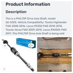 PHILTOP Drive Axle Shaft 60-5305