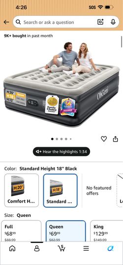 Queen size blowup bed with build in pump