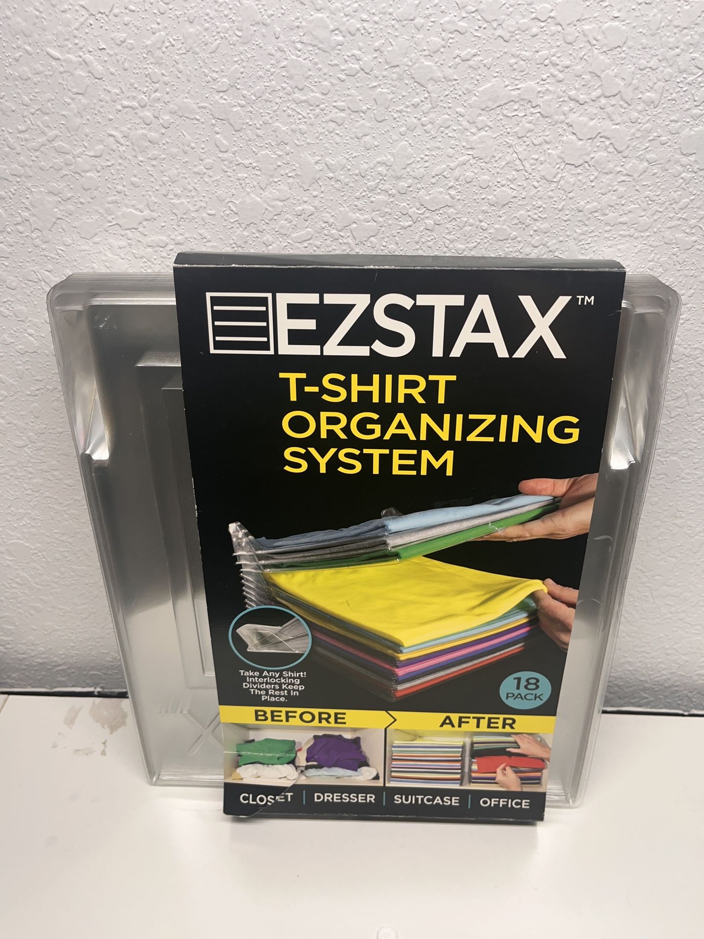 EZSTAX T-Shirt Organizing System Perfect Fold Shirts Regular Size 18 Trays