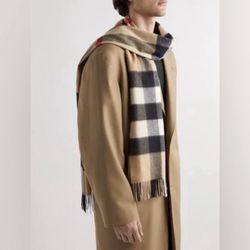 NWT BURBERRY LONDON XL Mega Cashmere Archive Monogram Scarf  Plaid Unisex 