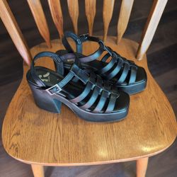Black Strappy Sandals - Women's Size 8.5