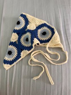 Knitted Evil Eye Hair Scarf