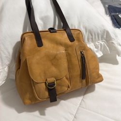 Sophia Visconti cognac leather hinge bag