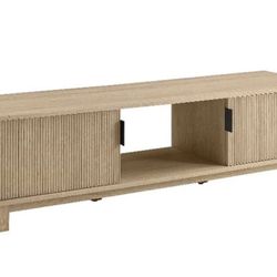 58" 2-Door Wood TV Stand with Reeded Fronts - Oak