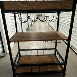 industrial-style rolling bar cart / wine cart