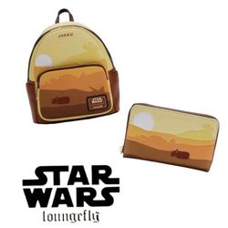 Star Wars Loungefly Bundle-Lands Jakku Mini Backpack & Wallet