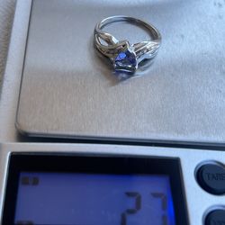 Hallmark  KALATI 14k white gold .79 ct tanzanite and diamond ring size 7