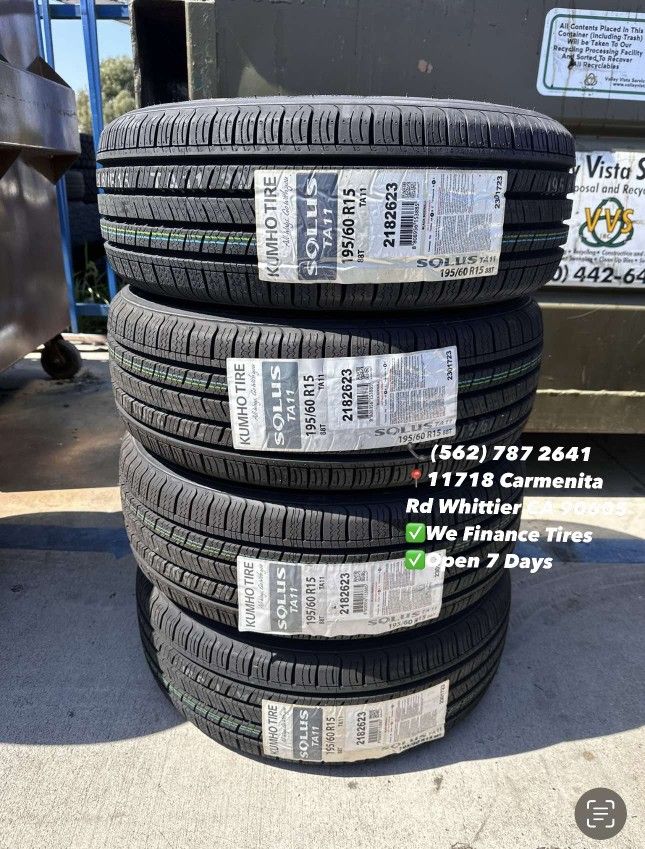 195/60R15 Kumho Solus - Free Install And Balance | Set of New Tires | Llantas Nuevas Instaladas y Banceadas Gratis - Whittier
