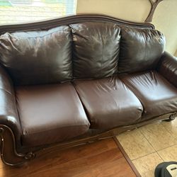 Used Faux Leather Couch 